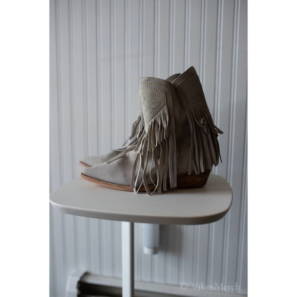 Free People Lawless Fringe Western Boots Size 39 Bone - Picture 2 of 6